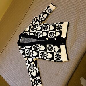 Zara Black and White Patterned Cardigan